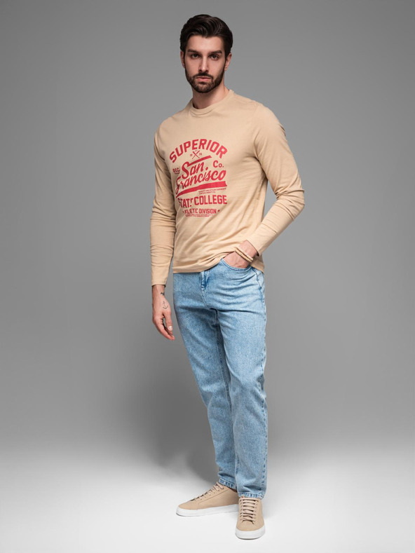Ombre Clothing Bež muška majica Ombre Clothing