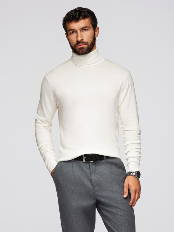 Ombre Clothing Krem muški osnovni džemper s dolčevitom Ombre Clothing
