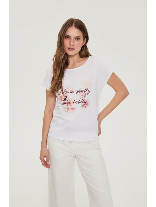 Moodo Pamučna bluza s printom bijela Moodo