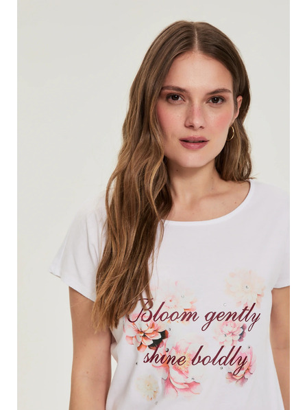 Moodo Pamučna bluza s printom bijela Moodo