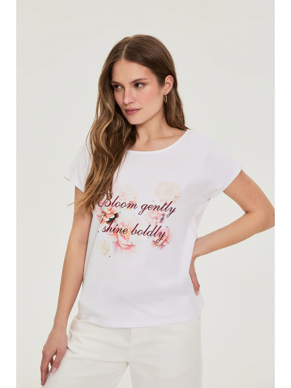 Moodo Pamučna bluza s printom bijela Moodo