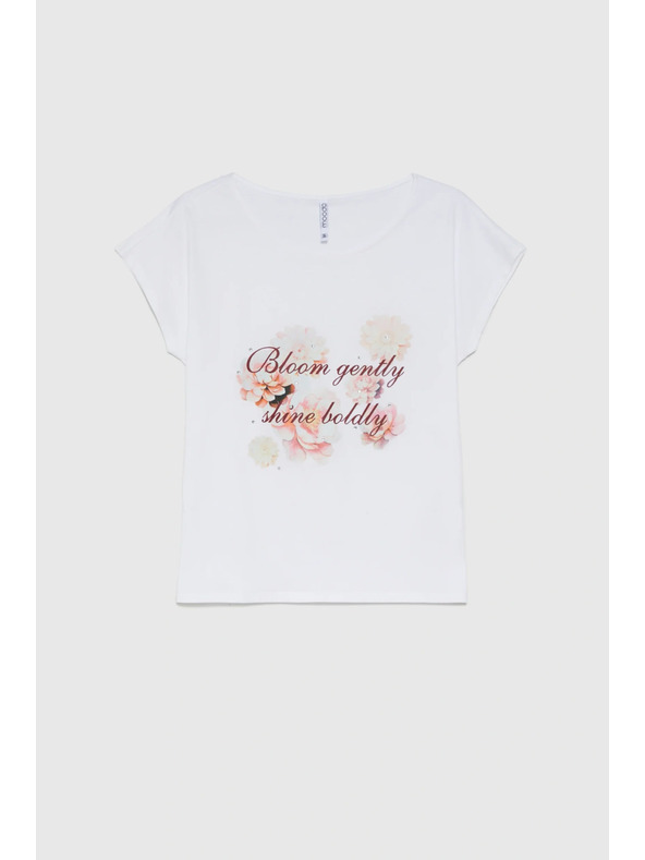 Moodo Pamučna bluza s printom bijela Moodo