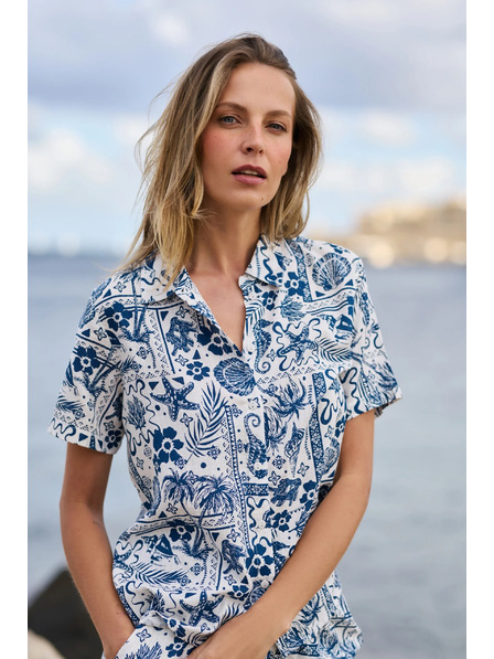 Moodo Uzorovana košulja tamno plava Moodo