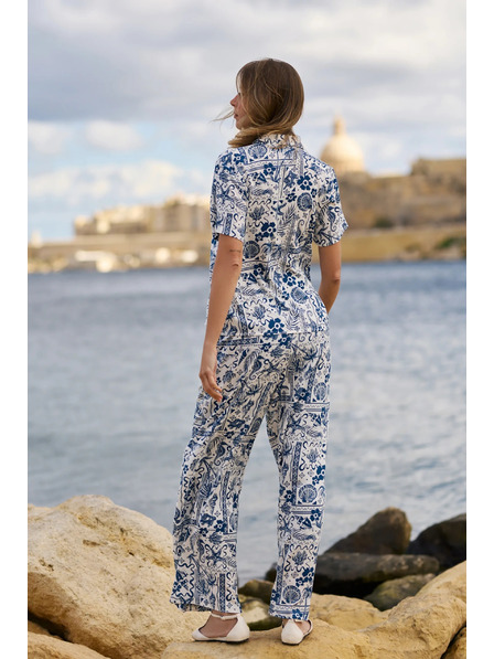 Moodo Hlače od viskože sa tiskom mornarsko plave Moodo