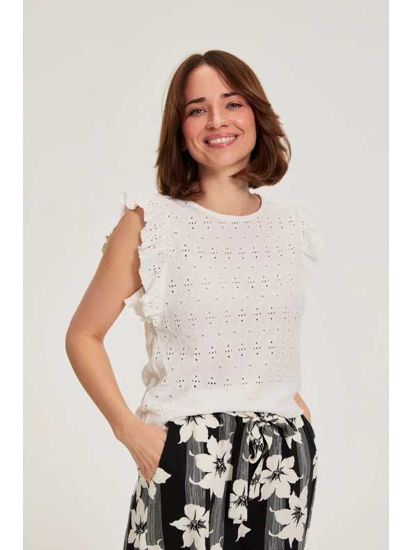 Moodo Bluza s volanom na rukavima bijela Moodo