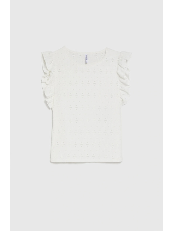 Moodo Bluza s volanom na rukavima bijela Moodo