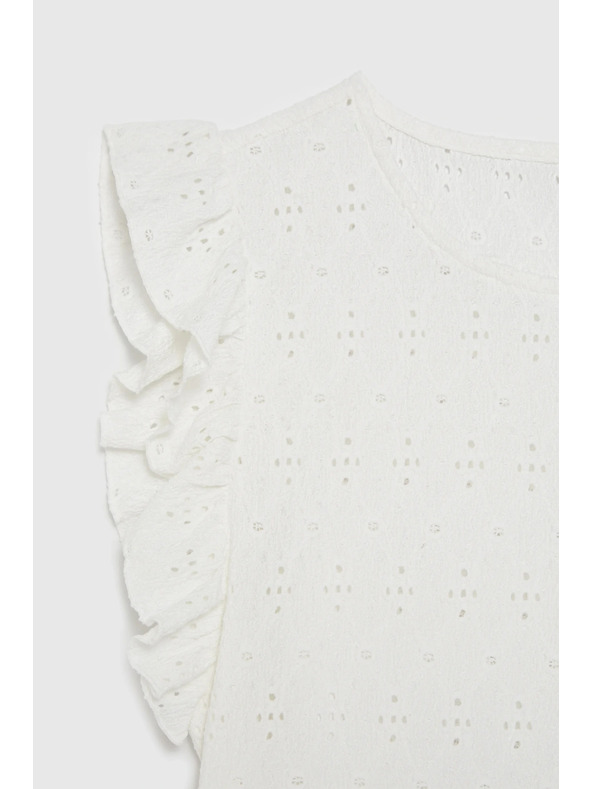 Moodo Bluza s volanom na rukavima bijela Moodo