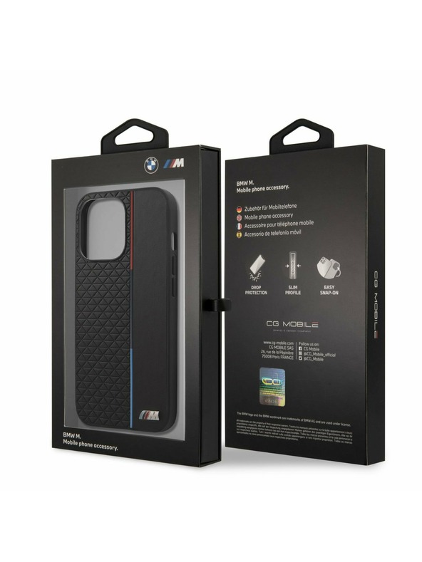 BMW BMW PU Triangles Tricolor Line Stražnji Poklopac za iPhone 13 Pro Max Black