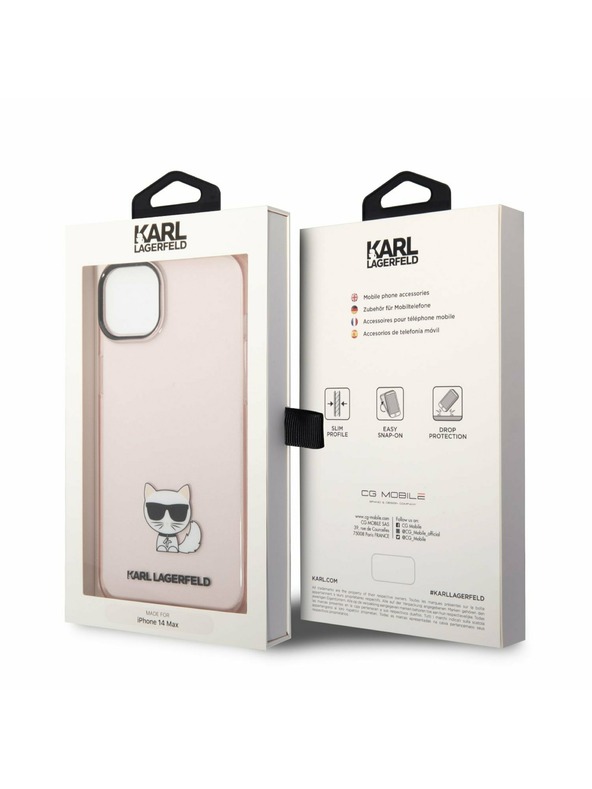 Karl Lagerfeld Karl Lagerfeld Choupette Logo Stražnji Poklopac za iPhone 14 Plus Pink