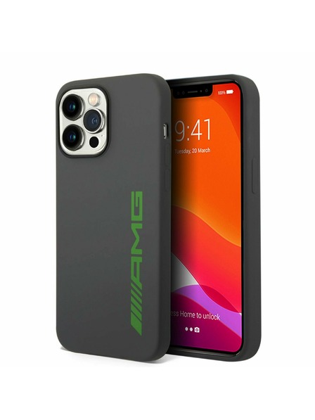 AMG AMG Liquid Silicone Green Logo Stražnji Poklopac za iPhone 14 Pro Grey