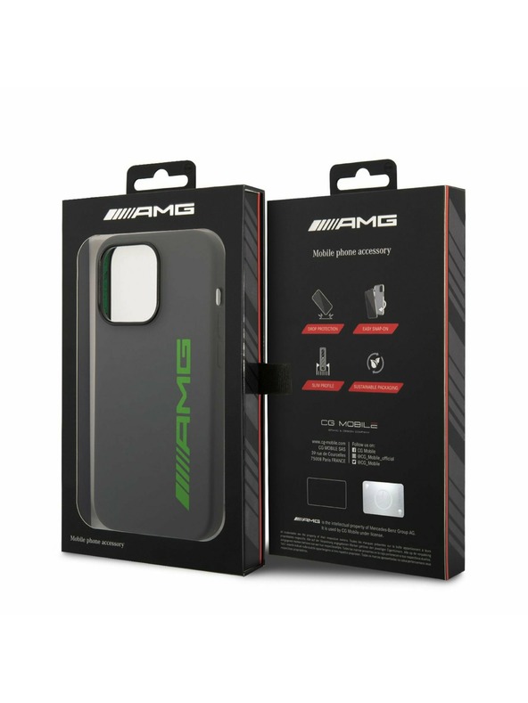 AMG AMG Liquid Silicone Green Logo Stražnji Poklopac za iPhone 14 Pro Grey