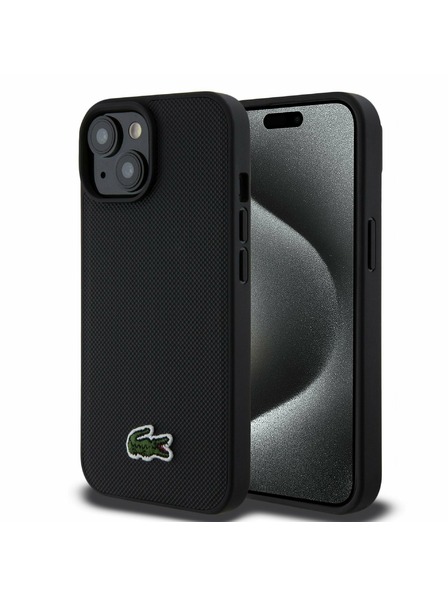 Lacoste Lacoste Iconic Petit Pique Woven Logo Magsafe Stražnji Poklopac za iPhone 15 Black