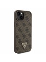 Guess Guess PU 4G Strass Triangle Metal Logo Stražnji Poklopac + Crossbody Remen za iPhone 15 Plus Brown