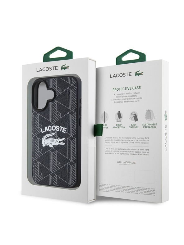 Lacoste Lacoste Blend Monogram MagSafe Stražnji Poklopac za iPhone 16 Black