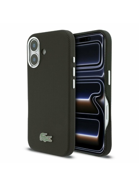 Lacoste Lacoste PVC Iconic Petit Pique Metal Logo MagSafe Stražnji Poklopac za iPhone 16 Black