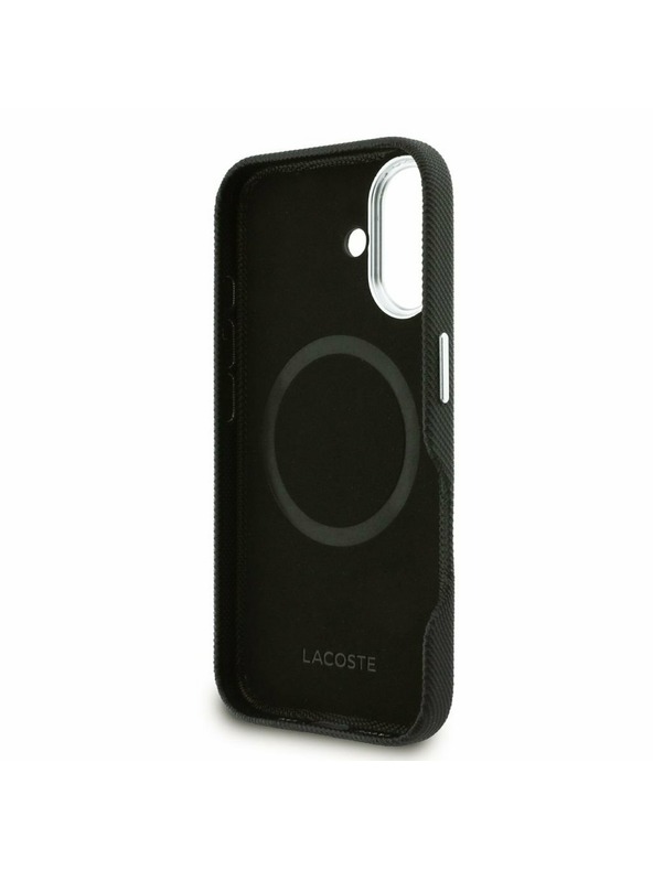 Lacoste Lacoste PVC Iconic Petit Pique Metal Logo MagSafe Stražnji Poklopac za iPhone 16 Black