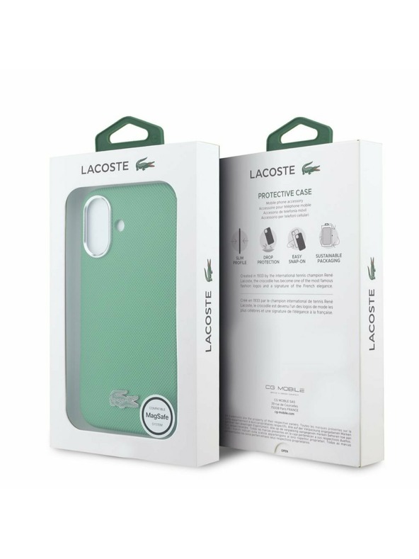 Lacoste Lacoste PVC Iconic Petit Pique Metal Logo MagSafe Stražnji Poklopac za iPhone 16 Estragon Green