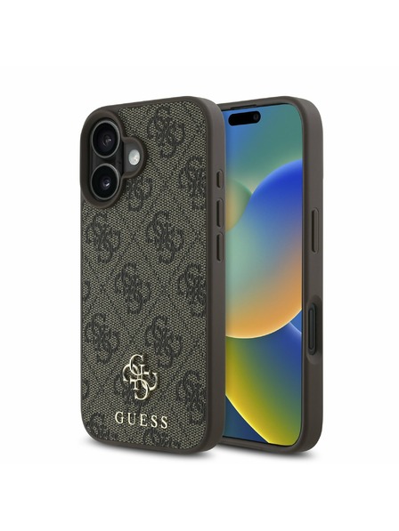 Guess Guess PU 4G Small Metal Logo MagSafe Stražnji Poklopac za iPhone 16 Plus Brown