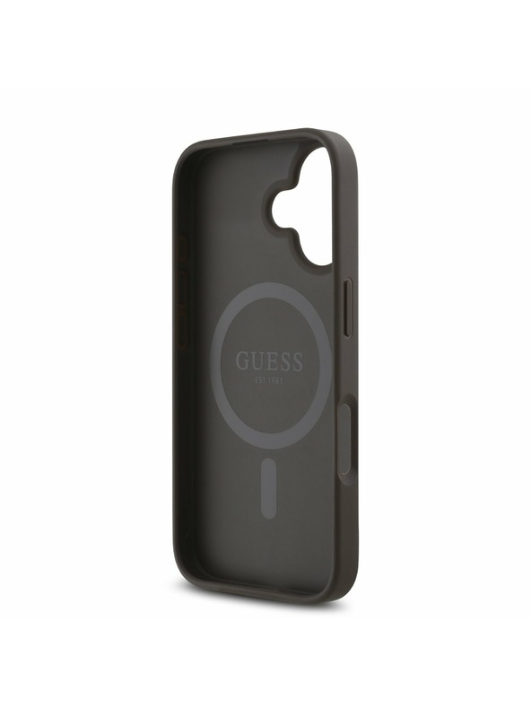 Guess Guess PU 4G Small Metal Logo MagSafe Stražnji Poklopac za iPhone 16 Plus Brown