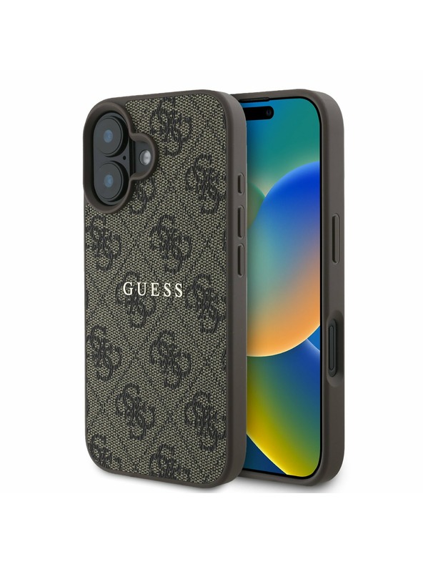 Guess Guess PU 4G Classic Logo MagSafe Stražnji Poklopac za iPhone 16 Plus Brown