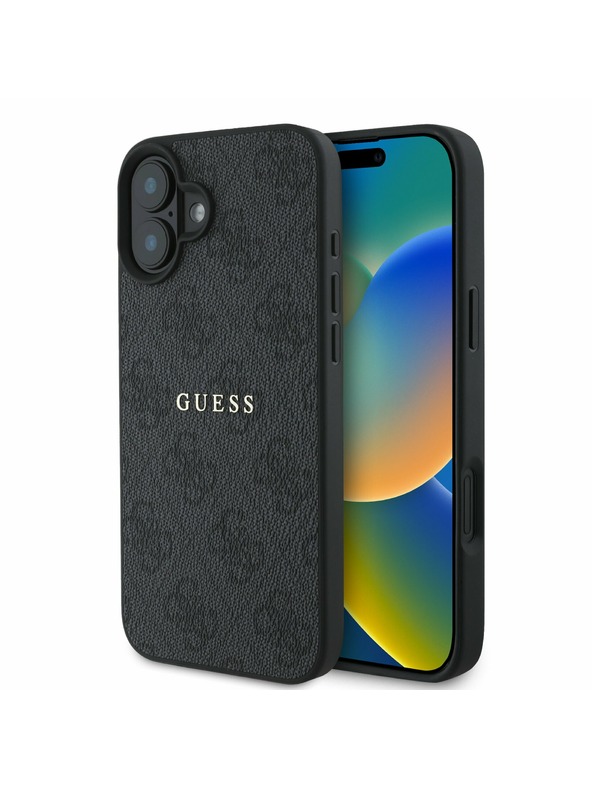 Guess Guess PU 4G Classic Logo MagSafe Stražnji Poklopac za iPhone 16 Plus Black