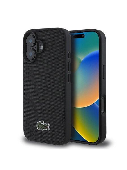 Lacoste Lacoste Iconic Petit Pique Woven Logo MagSafe Stražnji Poklopac za iPhone 16 Plus Black
