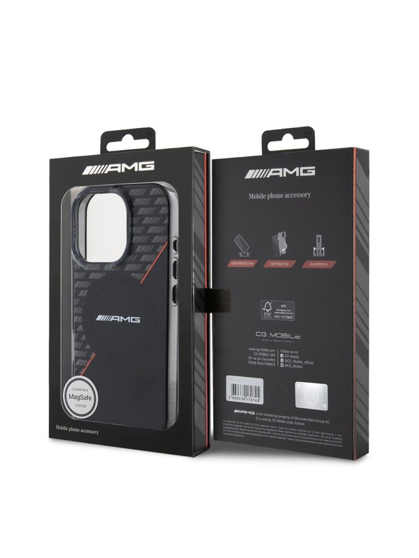 AMG AMG Rhombs MagSafe Stražnji Poklopac za iPhone 16 Pro Black/Red
