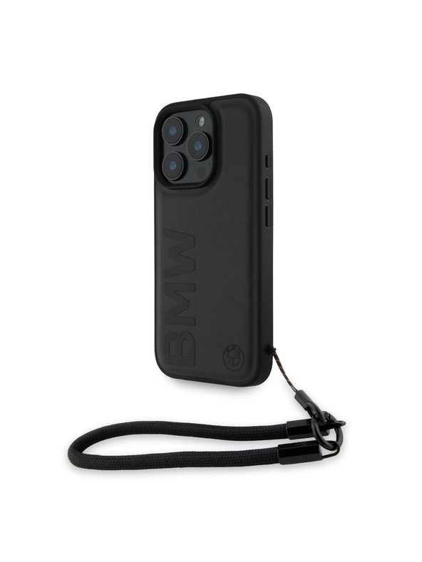 BMW BMW Leather Signature and Strap Stražnji Poklopac za iPhone 16 Pro Black