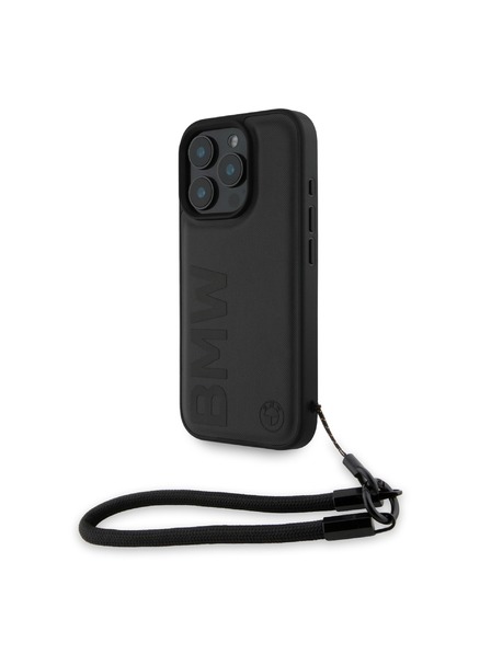 BMW BMW Leather Signature and Strap Stražnji Poklopac za iPhone 16 Pro Black