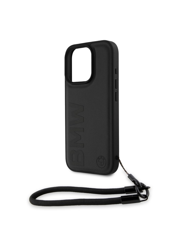 BMW BMW Leather Signature and Strap Stražnji Poklopac za iPhone 16 Pro Black