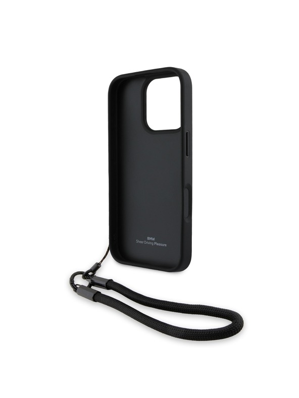BMW BMW Leather Signature and Strap Stražnji Poklopac za iPhone 16 Pro Black
