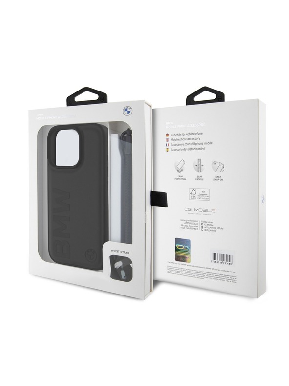 BMW BMW Leather Signature and Strap Stražnji Poklopac za iPhone 16 Pro Black