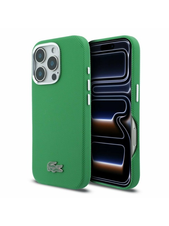 Lacoste Lacoste PVC Iconic Petit Pique Metal Logo MagSafe Stražnji Poklopac za iPhone 16 Pro Estragon Green