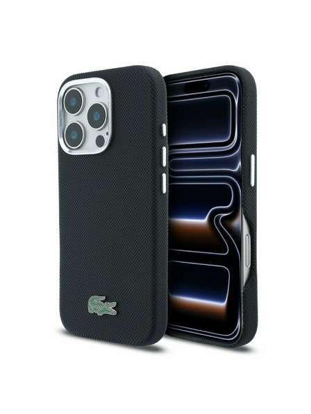 Lacoste Lacoste PVC Iconic Petit Pique Metal Logo MagSafe Stražnji Poklopac za iPhone 16 Pro Black