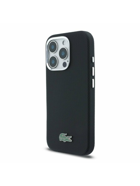 Lacoste Lacoste PVC Iconic Petit Pique Metal Logo MagSafe Stražnji Poklopac za iPhone 16 Pro Black