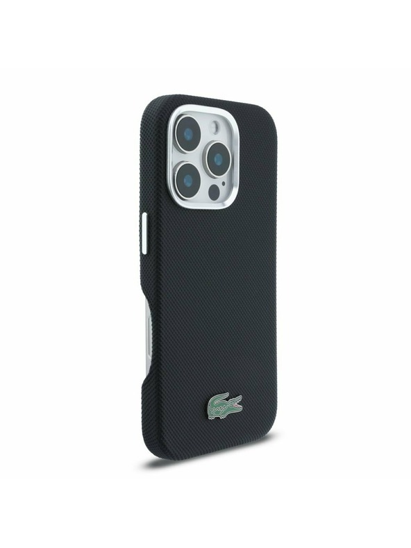 Lacoste Lacoste PVC Iconic Petit Pique Metal Logo MagSafe Stražnji Poklopac za iPhone 16 Pro Black
