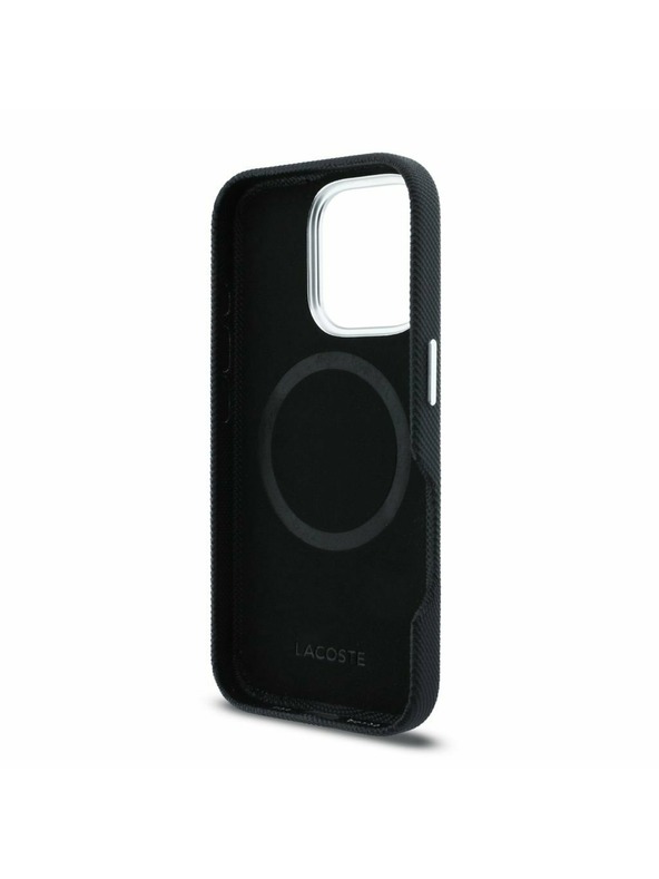Lacoste Lacoste PVC Iconic Petit Pique Metal Logo MagSafe Stražnji Poklopac za iPhone 16 Pro Max Black