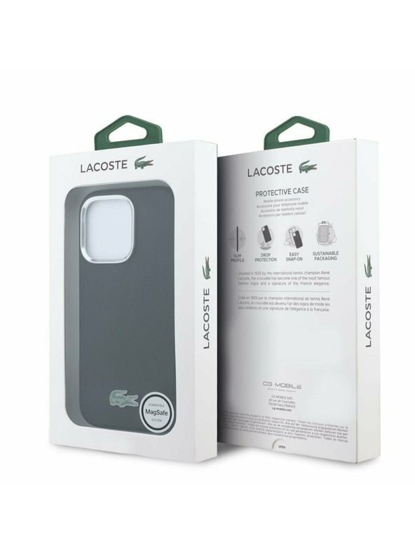 Lacoste Lacoste PVC Iconic Petit Pique Metal Logo MagSafe Stražnji Poklopac za iPhone 16 Pro Max Black