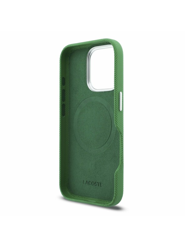 Lacoste Lacoste PVC Iconic Petit Pique Metal Logo MagSafe Stražnji Poklopac za iPhone 16 Pro Max Estragon Green