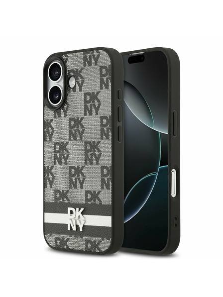 DKNY DKNY PU Leather Checkered Pattern and Stripe Stražnji Poklopac za iPhone 17 Black