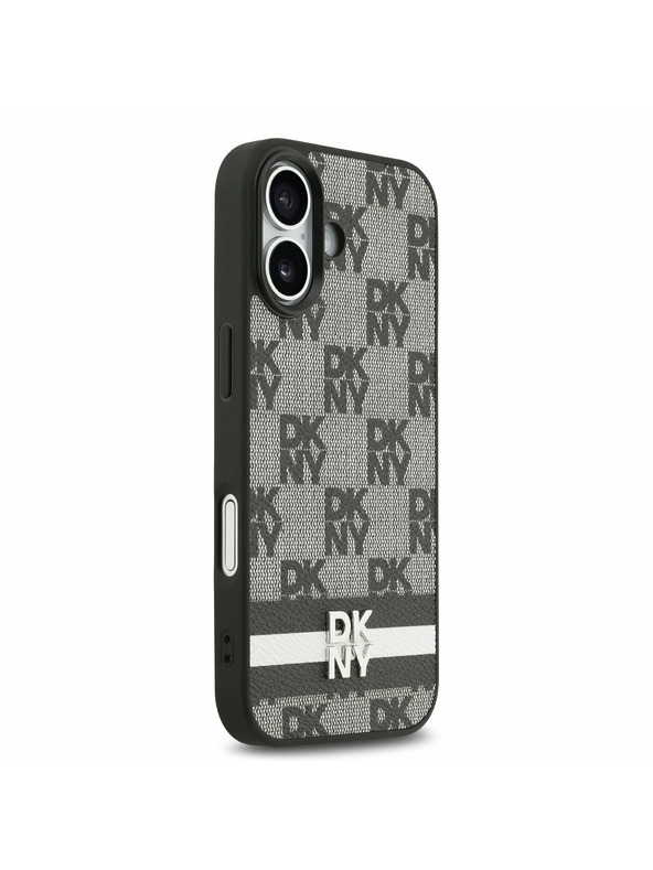 DKNY DKNY PU Leather Checkered Pattern and Stripe Stražnji Poklopac za iPhone 17 Black