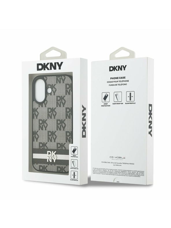 DKNY DKNY PU Leather Checkered Pattern and Stripe Stražnji Poklopac za iPhone 17 Black
