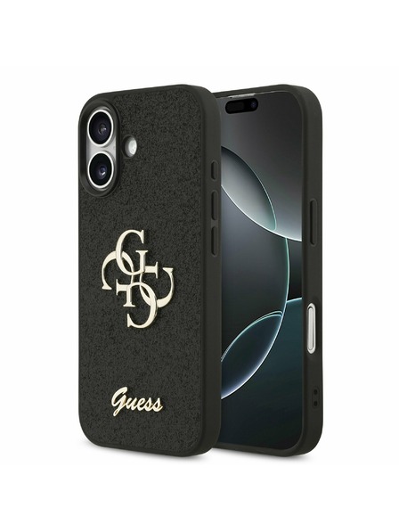 Guess Guess PU Fixed Glitter 4G Metal Logo Stražnji Poklopac za iPhone 17 Black