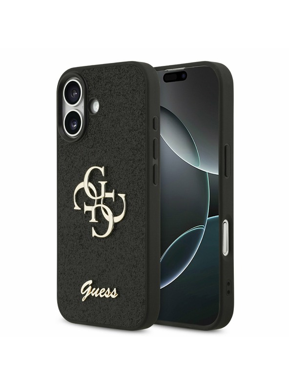 Guess Guess PU Fixed Glitter 4G Metal Logo Stražnji Poklopac za iPhone 17 Black