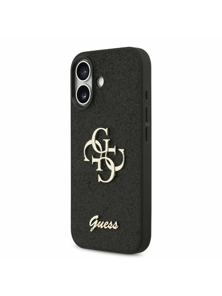 Guess Guess PU Fixed Glitter 4G Metal Logo Stražnji Poklopac za iPhone 17 Black