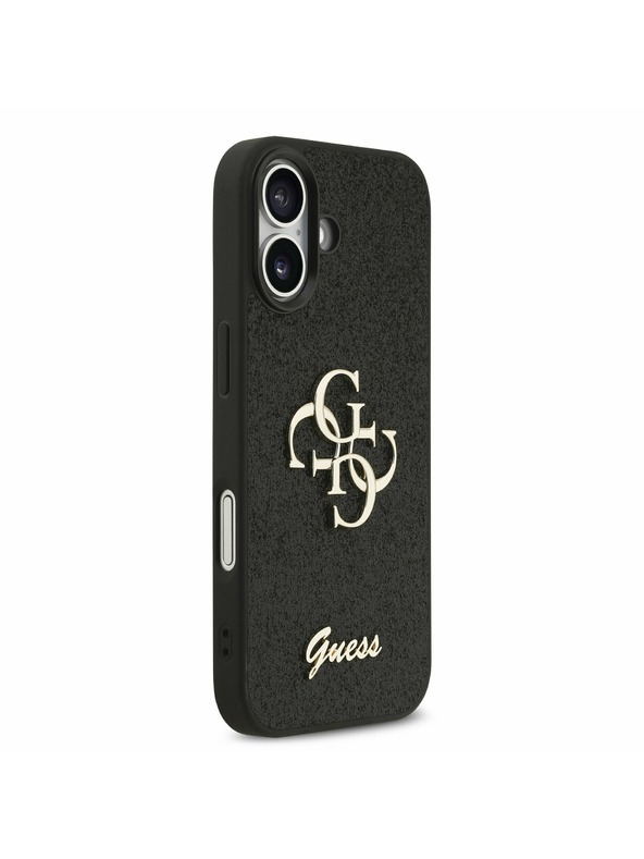 Guess Guess PU Fixed Glitter 4G Metal Logo Stražnji Poklopac za iPhone 17 Black