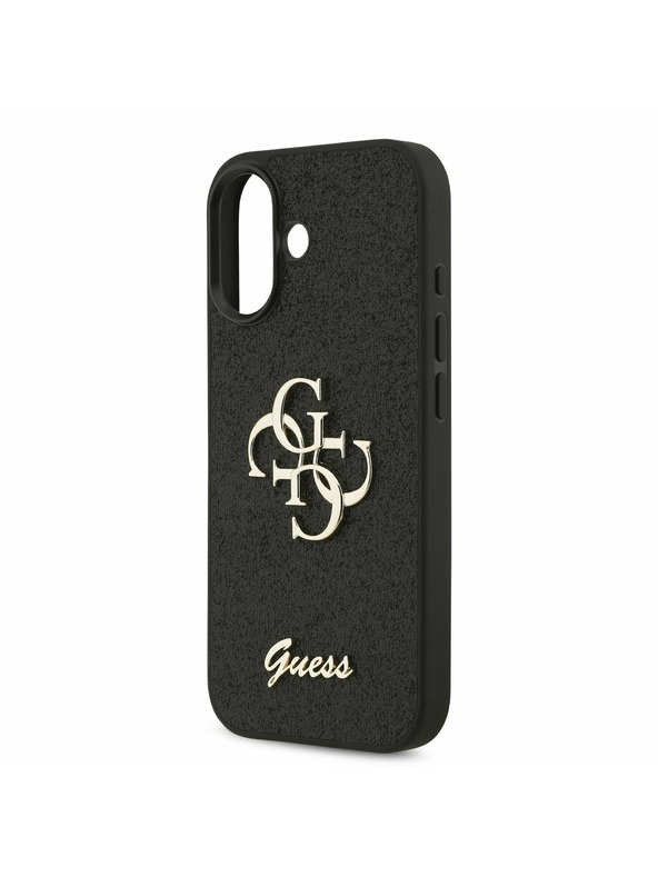 Guess Guess PU Fixed Glitter 4G Metal Logo Stražnji Poklopac za iPhone 17 Black
