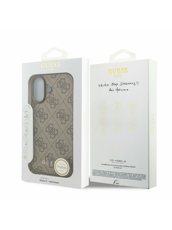 Guess Guess 4G Charm MagSafe Stražnji Poklopac za iPhone 17 Tone on Tone Brown