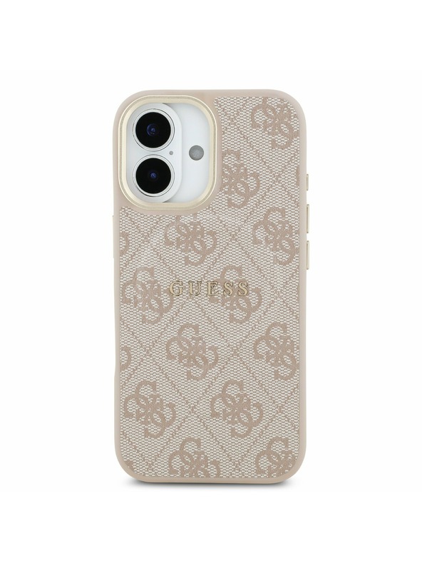 Guess Guess PU Leather 4G Gold Frame MagSafe Stražnji Poklopac za iPhone 17 Pink