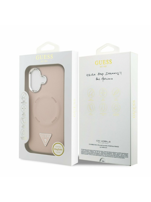 Guess Guess PU Leather Triangle Logo MagSafe Stražnji Poklopac za iPhone 17 Pink